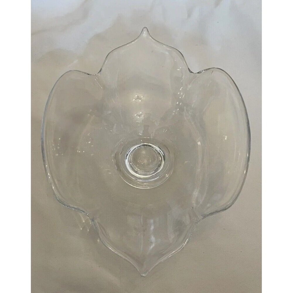 Steuben Crystal Art Glass Calyx Leaf Flower Bowl 9.5” x 7.25” Donald Poller Vtg
